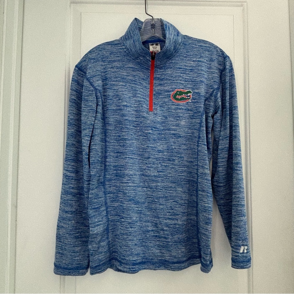 Russell Athletic Dri-Fit 1/4 Zip Blue Pullover Gators Running Top